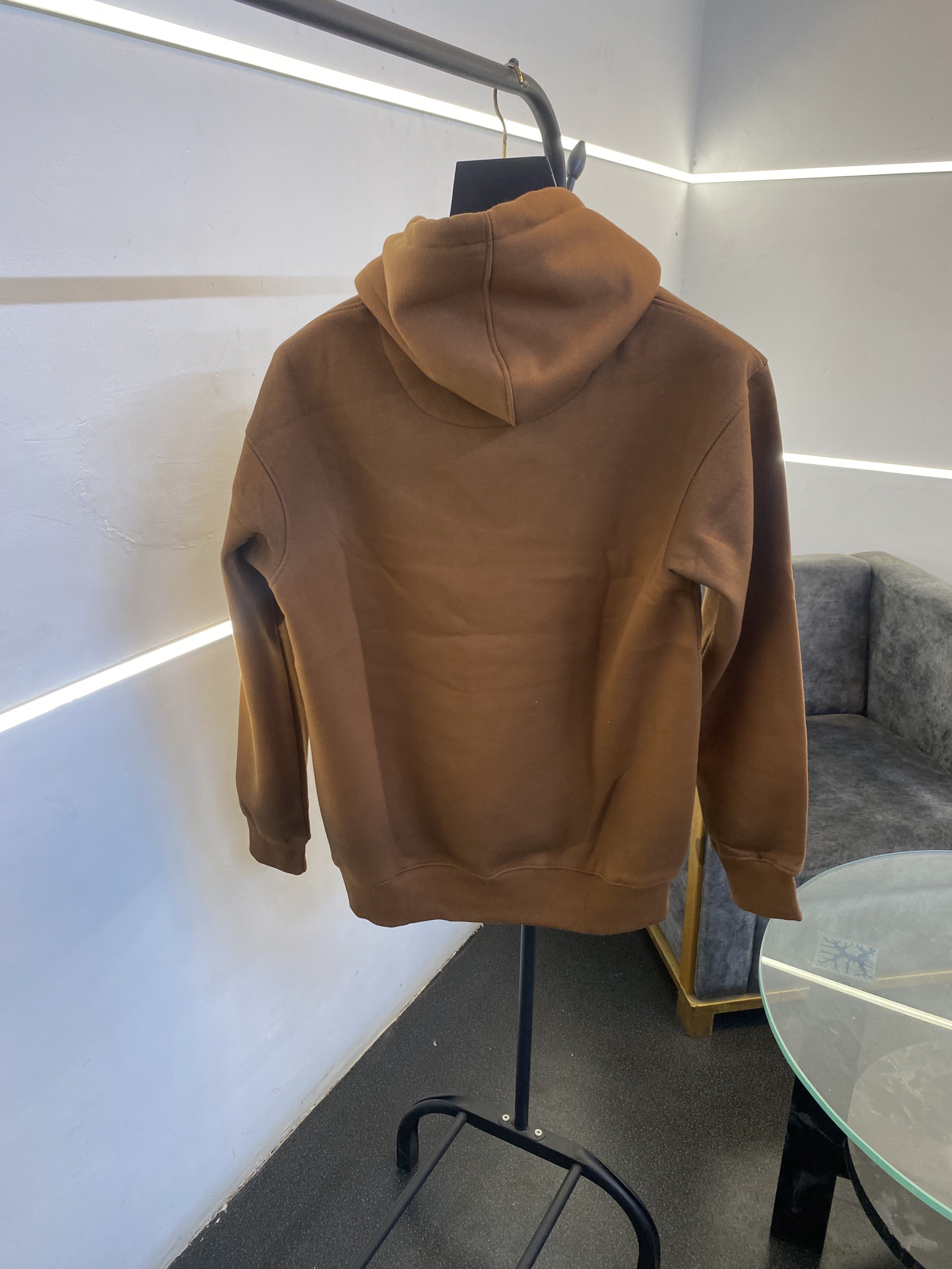 Ameeri heavy gsm fleece fabric hoody sweatshirt with ameeri applique embroidery work with shaded spray work as original brown