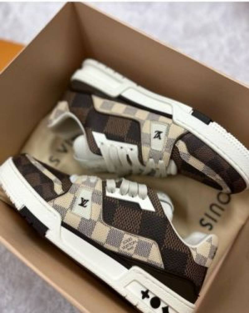 vuitto nn lv Trainer sneaker checkered brown with full kit