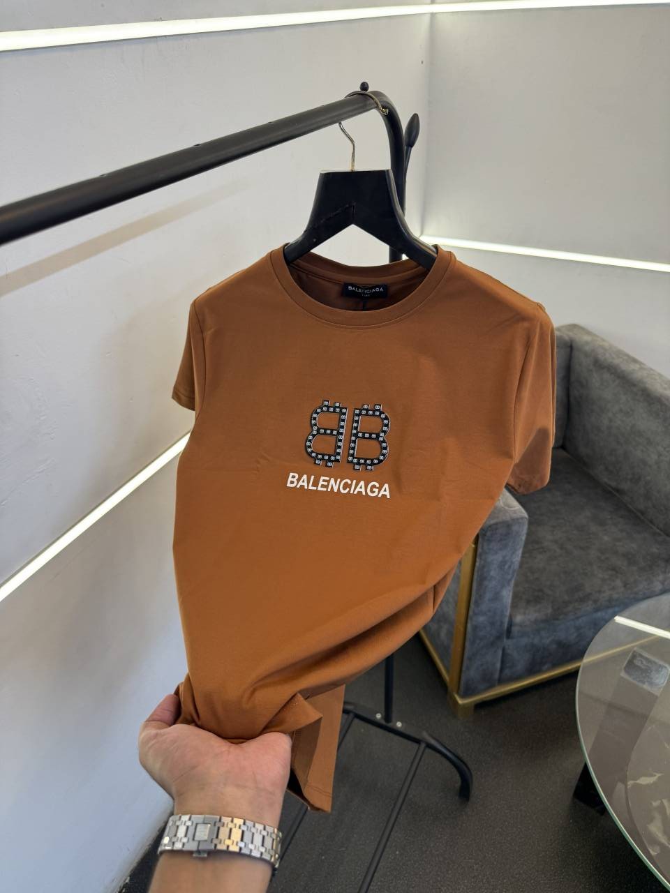 Balenciag a rust front and back print turkish imported round neck tshirt sale
