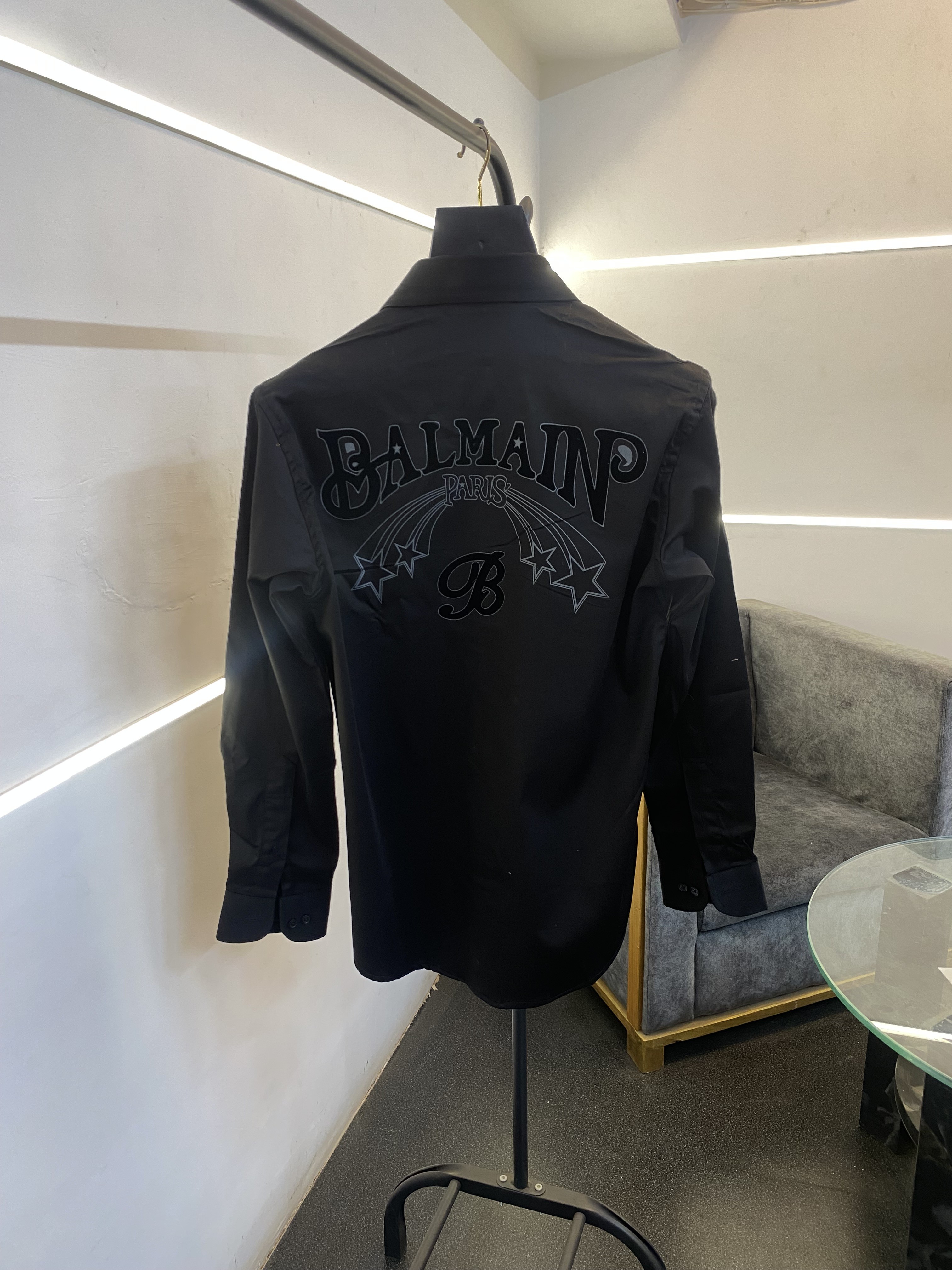 Balman velvet patch front and back logo imported box pack shirt black