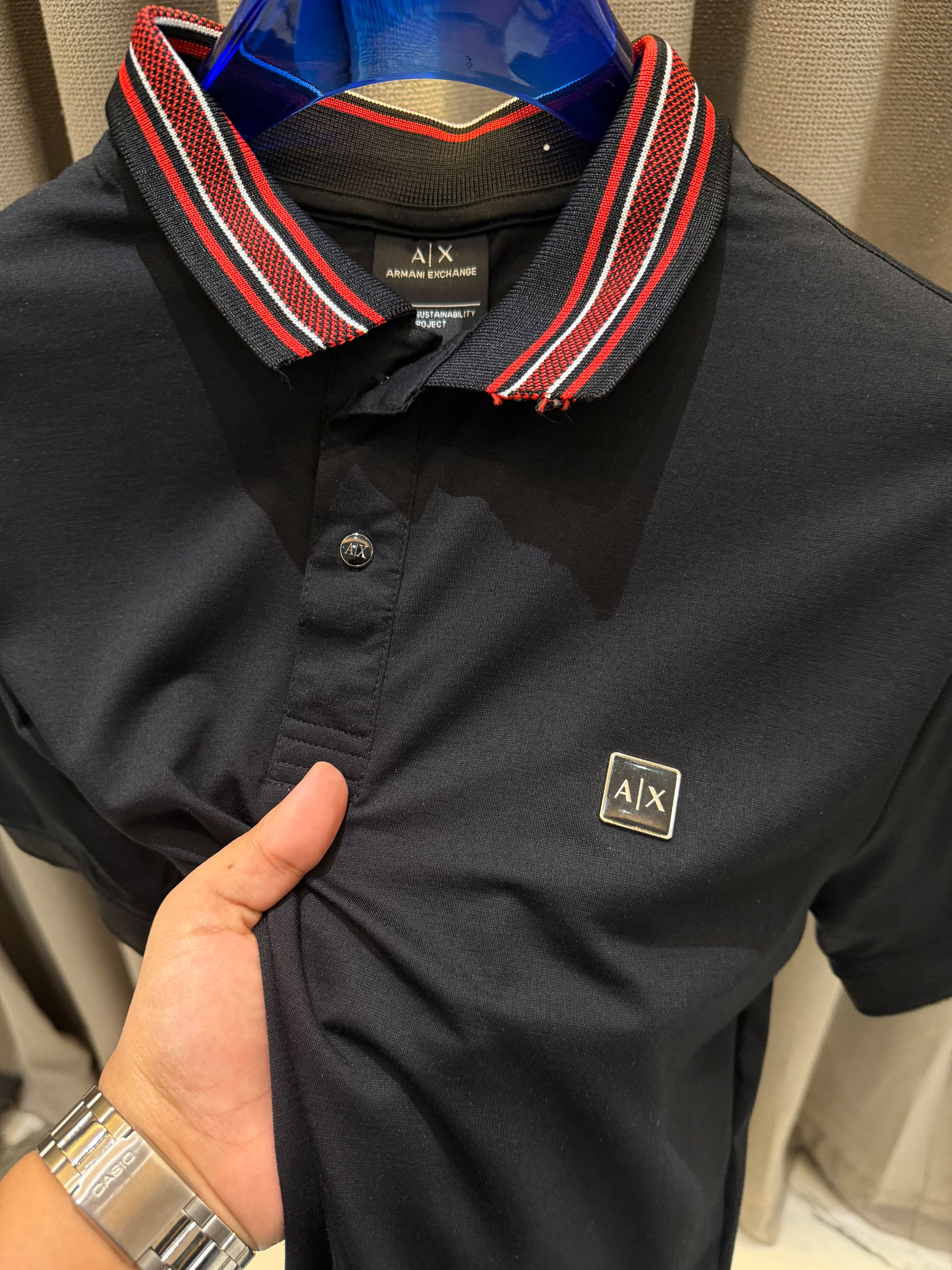 AX Chest Logo Polo T-shirt Black