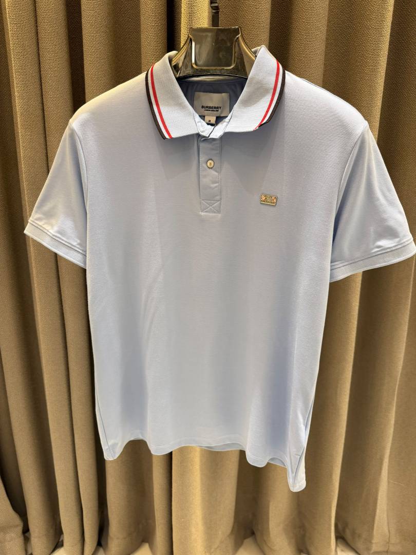 Burberri Chest Logo Polo T-shirt Sky