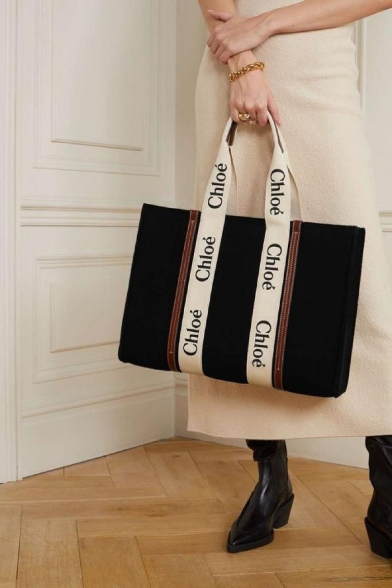 CHLOE Medium Woody Tote Bag With Dust Bag (Black - 395)
