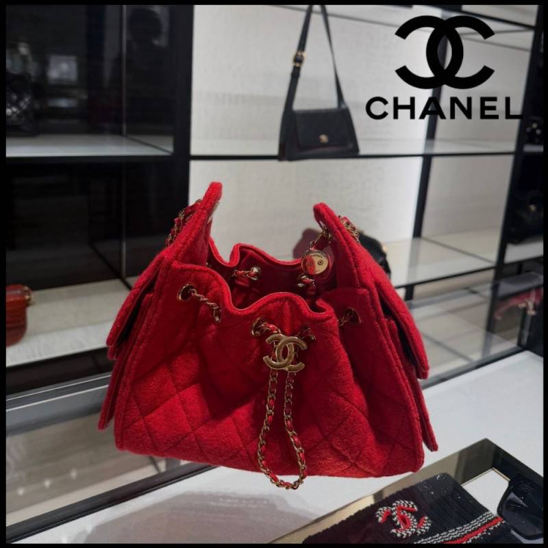 Channel Classic Hobo Premium Handbag Bag With OG Box & Dust Bag (Red - 1159)