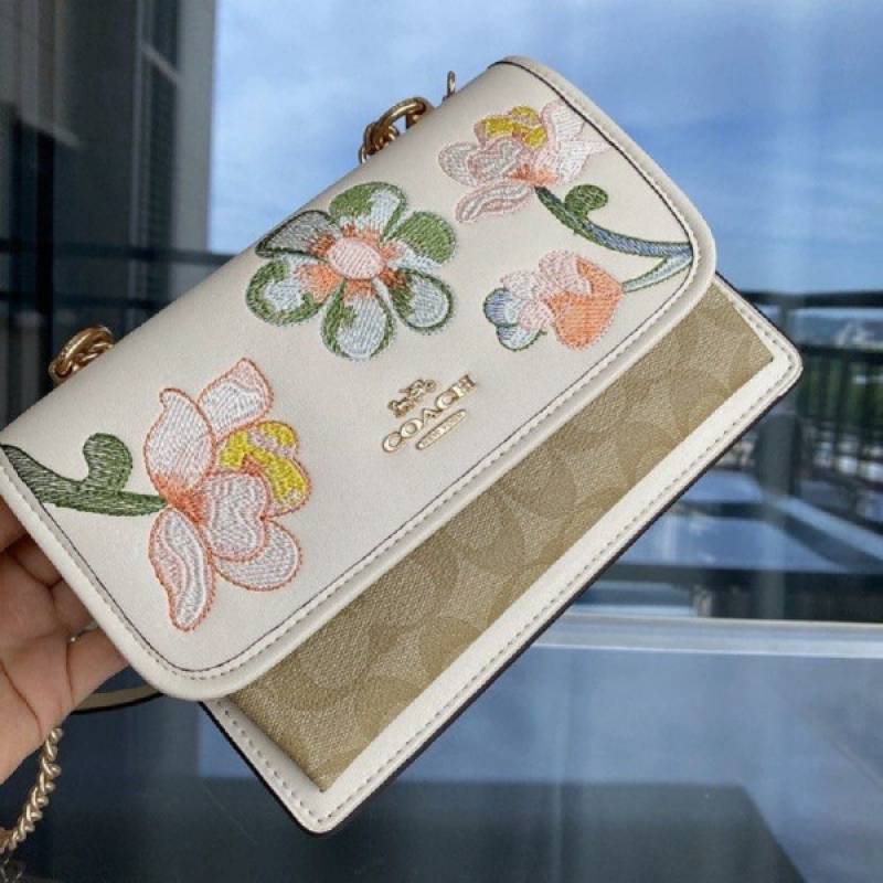 Coaach Klare Floral Signature Crossbody Bag With OG Box & Dust Bag (Floral White - 381)