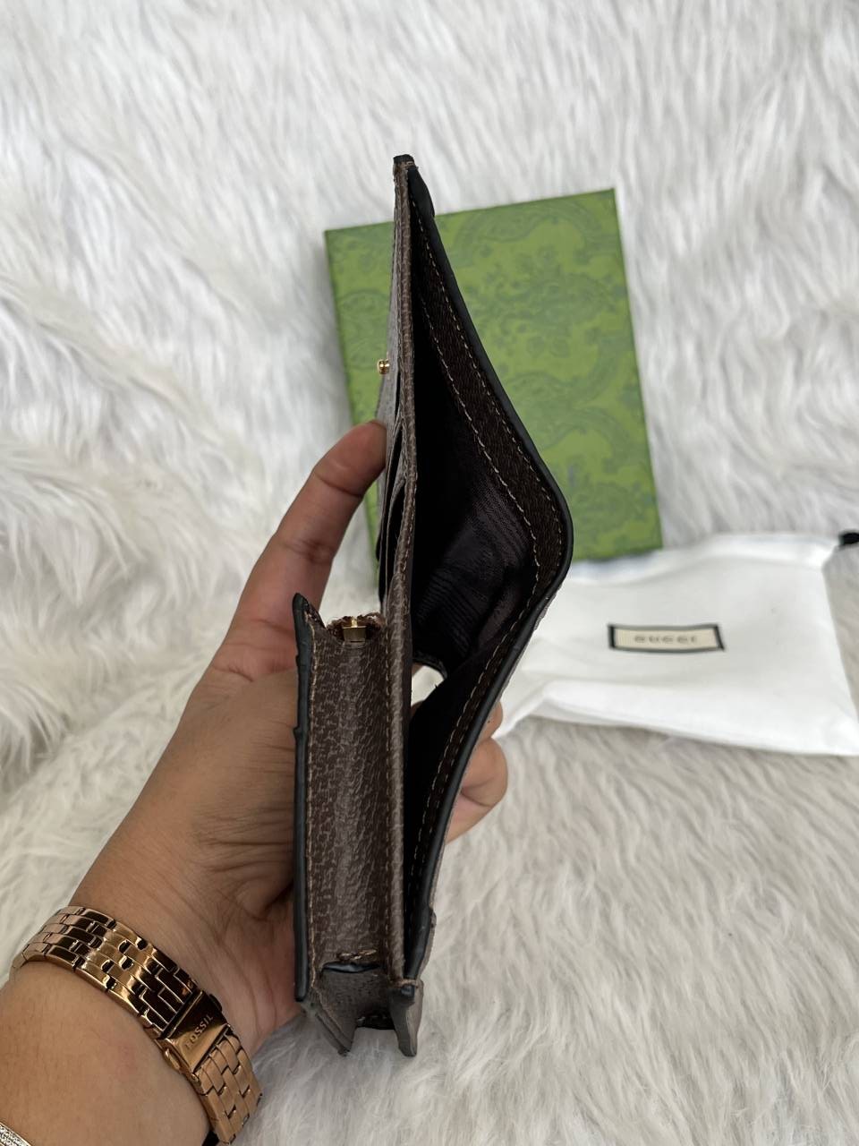 Guchii 02 Brown Mono Wallet With Original Box & DustCover Premium Quality
