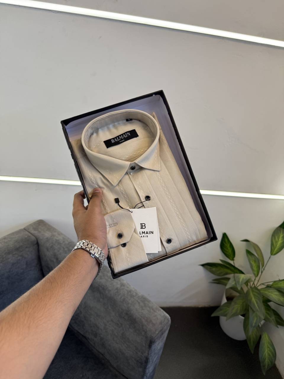 Balman knitted design high quality imported shirt proper box packing beige