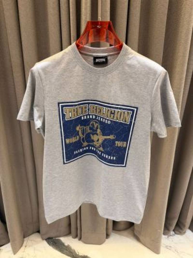 True Religion Embossed Logo Round Neck T-shirt Grey
