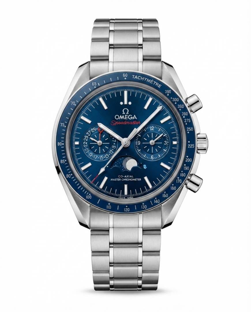 Omega Speed Master CO Axial Chrono Meter Silver Blue Dail