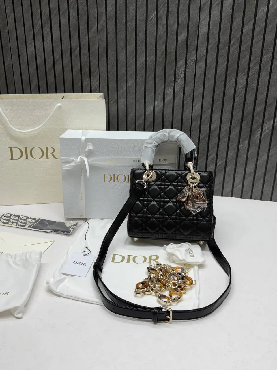 Dior CB Lady Diyorr Highend Quality With Red Charm & 2 Belt Super Premium With OriginalBox & CarryBag Packing (NoReturn) - Image 6