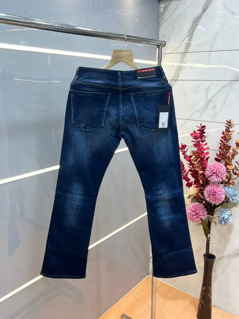 Prada Blue Shade Boot Cut Premium Imported Stretchable Lycra Fabric Denim with Patch Logo 3760 - Image 3