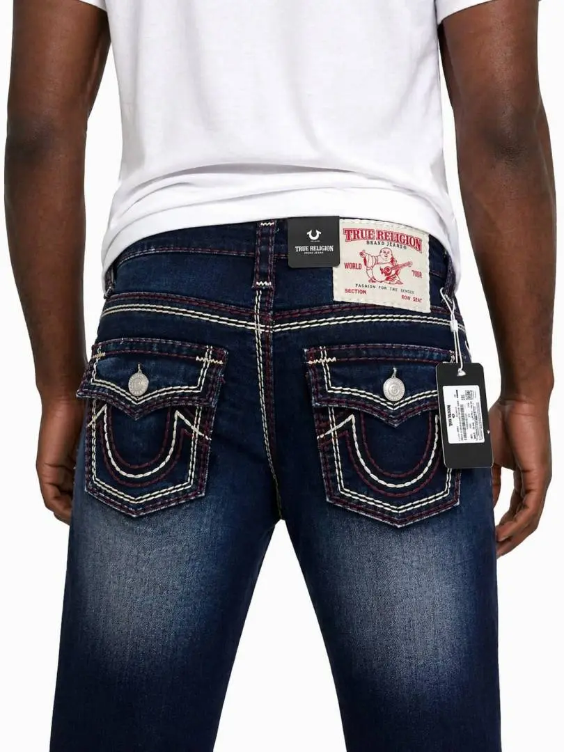 True Religion Blue shade Boot Cut Premium Imported Stretchable Lycra Fabric Denim with Back Pocket Embroidered Design 3956