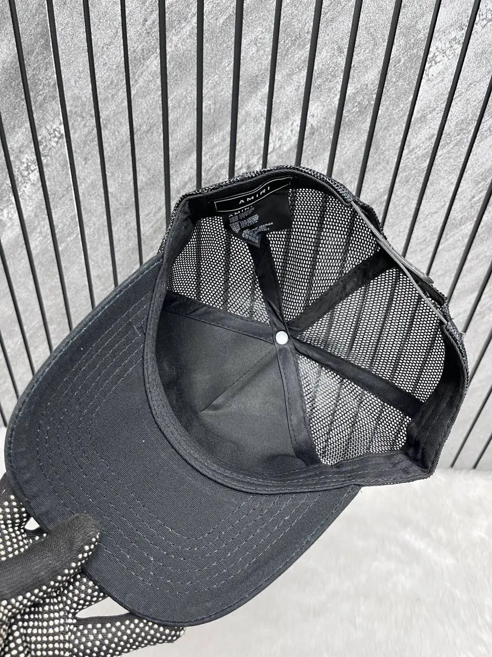 Amiri All Black Front Logo Premium Unisex Trucker Hat With Safety Box - Image 4