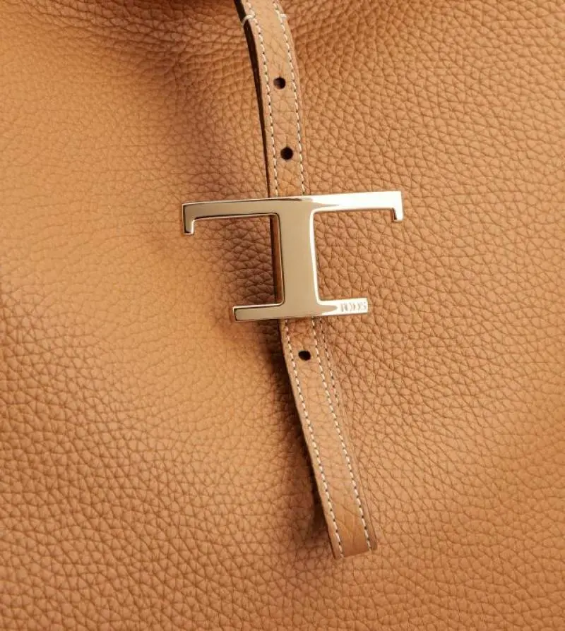 Todds T Timeless Pebble Premium Leather Bag With OG Magnetic Box With Dust Bag (Tan - 1183) - Image 2