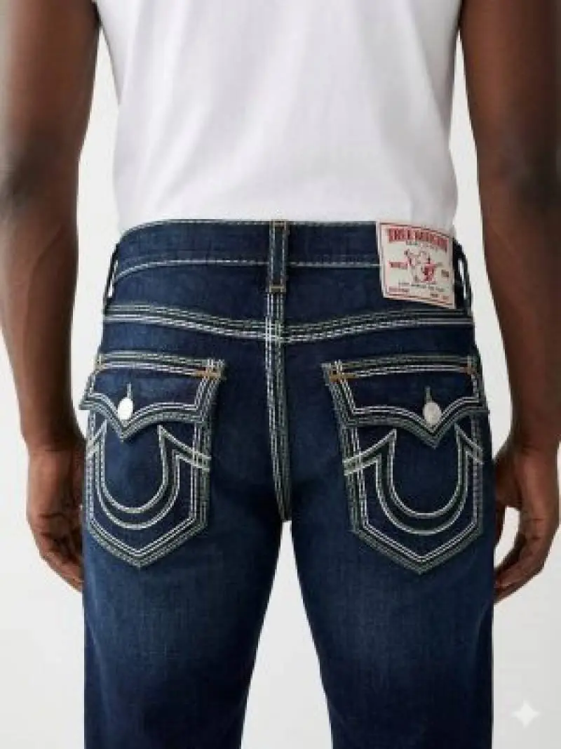 True Religion Blue shade Bootcut Premium Imported Stretchable Lycra Fabric Denim with Back Pocket Embroidered Design 3952