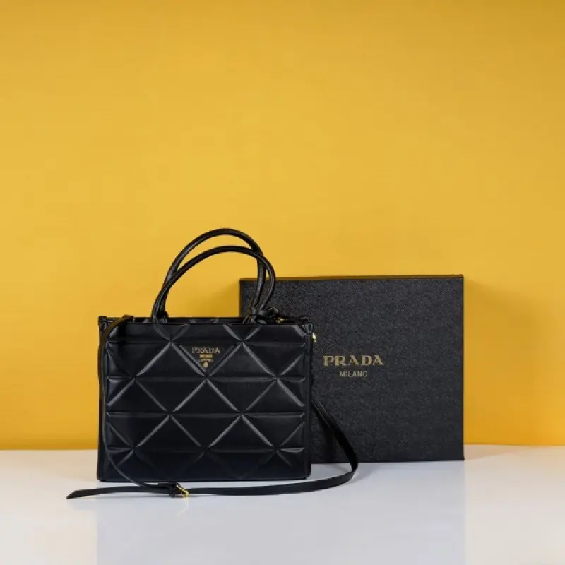 Prada Leather Symbole Tote Bag With OG Box & Dust Bag (Black-890) - Image 7