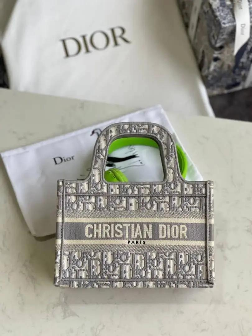 Dior Book Tote Mini Grey With OriginalBox DustCover RibbonPacking