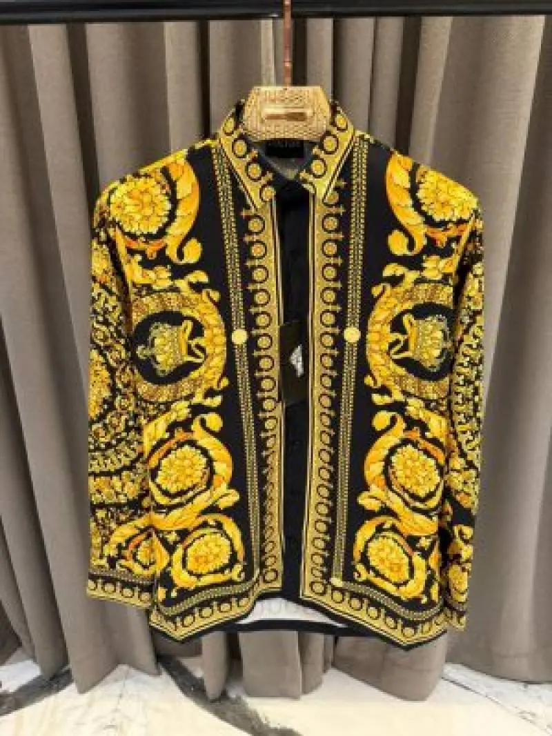 No Return Versace Bandana Couture Box Pack Full Sleeves Shirt Black Gold - Image 5