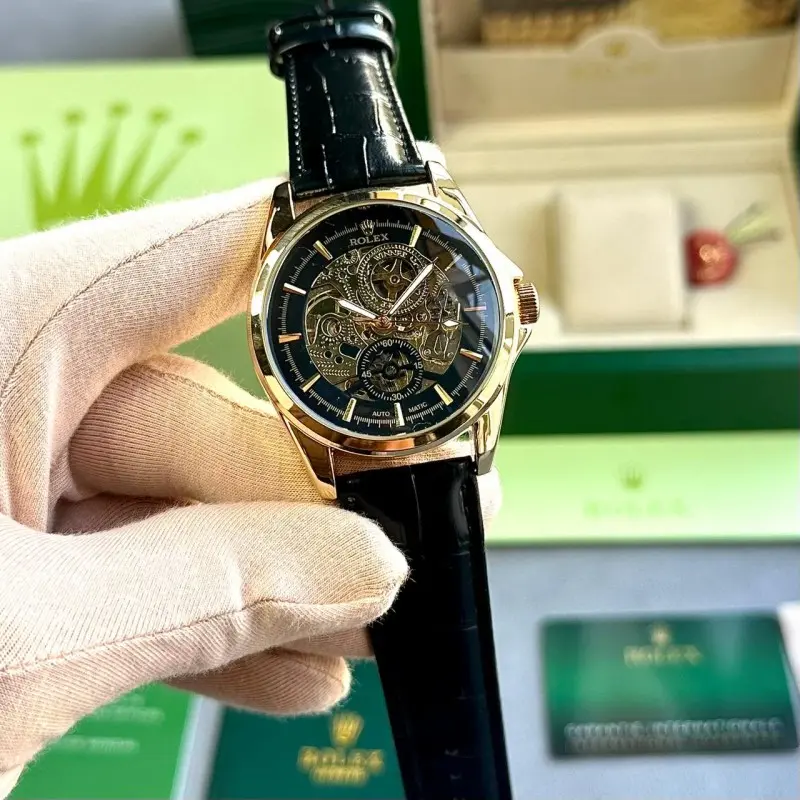 Rolex Leather Automatic BlackGold