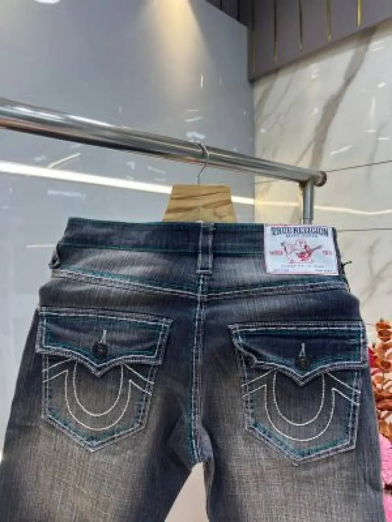 True Religio n White Shade Straight fit Premium Imported Stretchable Lycra Fabric Denim with Back Pocket Embroidered Design 3944 - Image 5
