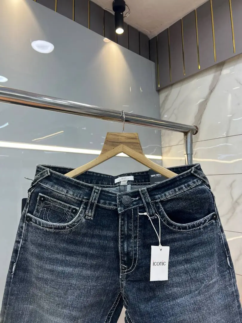 True Religion Dark Blue Bootcut Premium Imported Stretchable Lycra Fabric Denim with Back Pocket Embroidered Design 4226 - Image 5