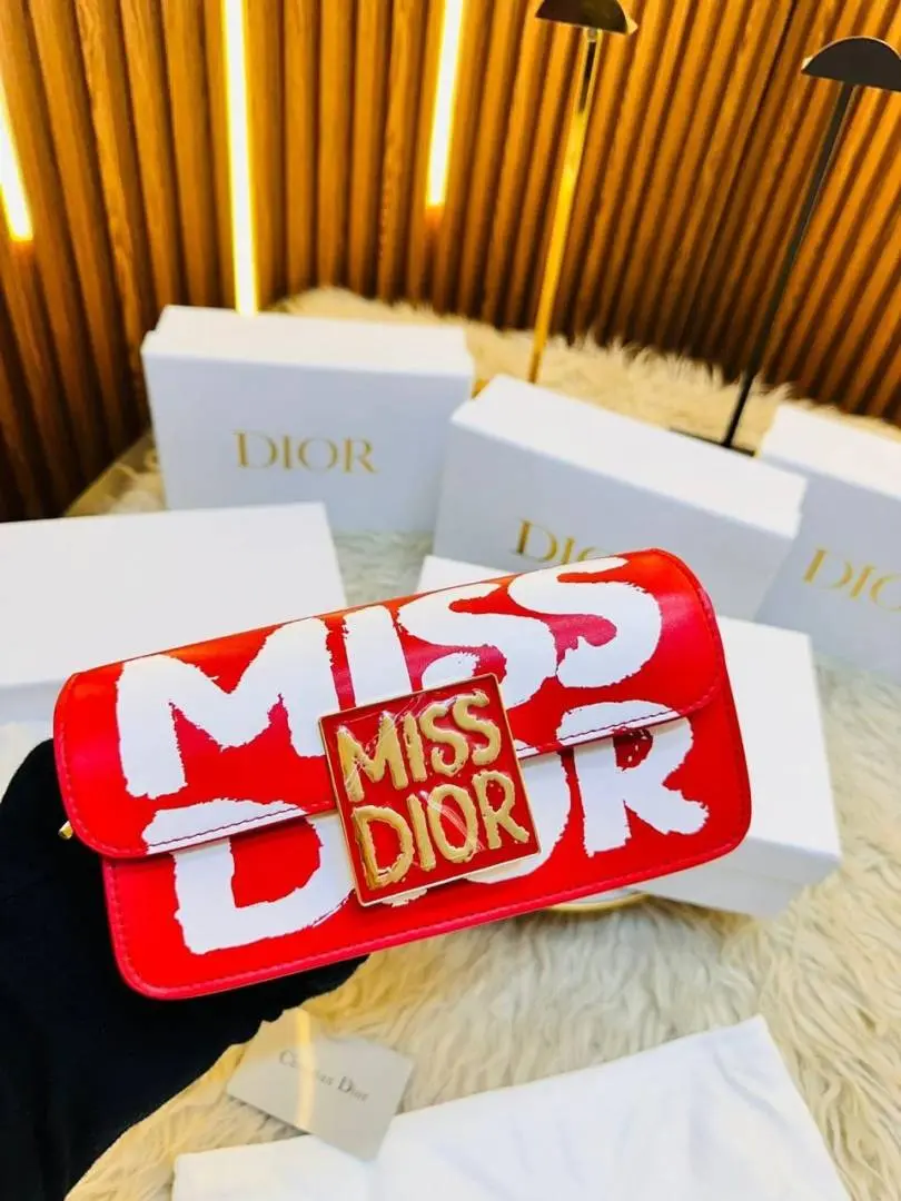 Miss Dioor Luxury Edition Superior Quality Flap Shoulder Bag With OG Box & Dust Bag (Red - 1019) - Image 7