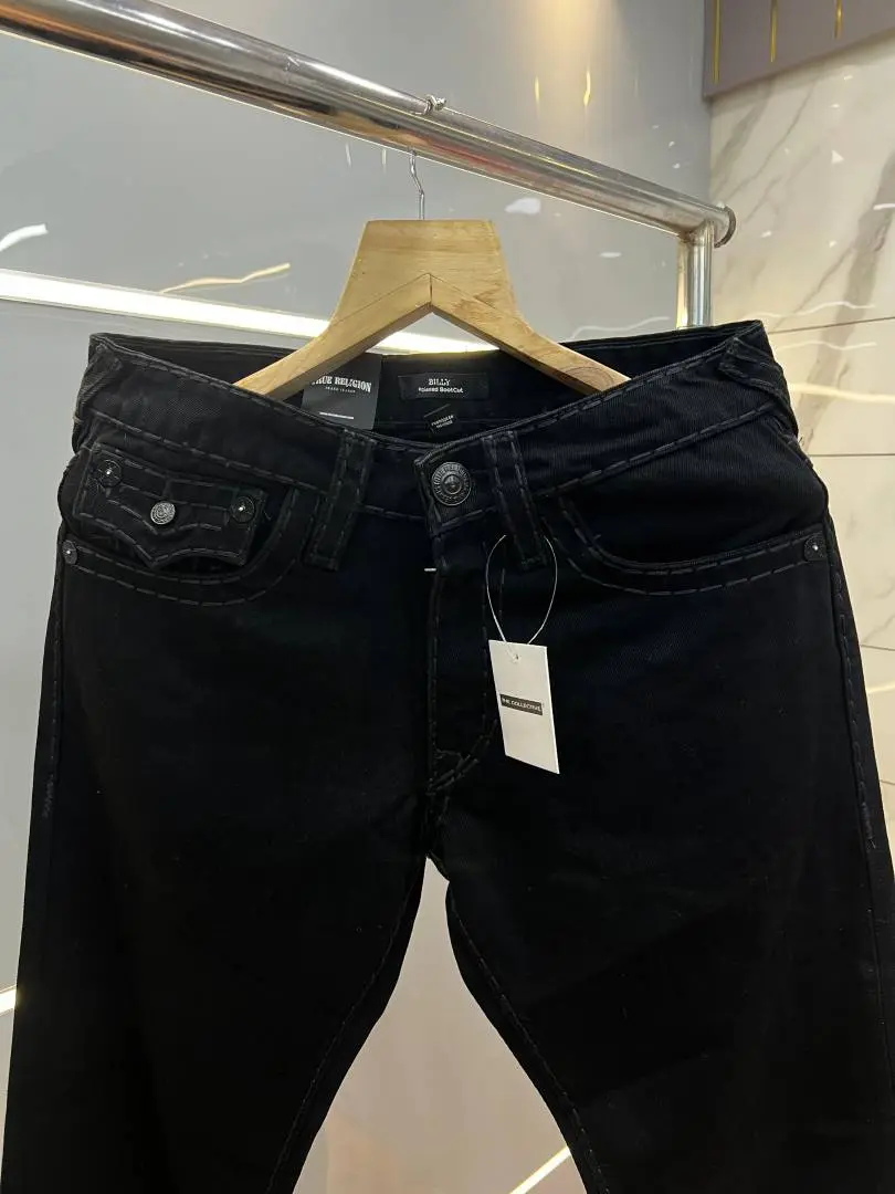 True Religion Black Boot Cut Premium Imported Fabric Denim with Back Flap pockets and Embroidered work 3773 - Image 5
