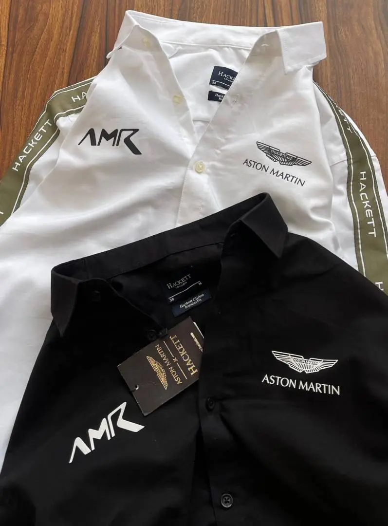 Hackett Aston Martin Chest Logo Full Sleeves Shirt Black - Image 3