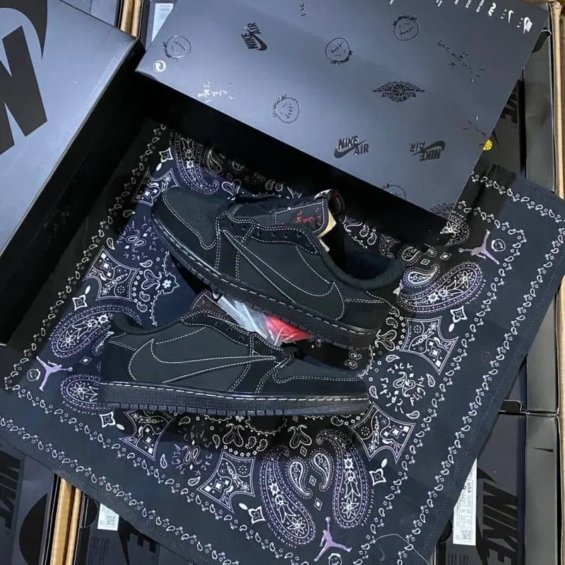 Nike Air Jordan 1 Low OG x Travis Scott Black Phantom Semi UA With Kit - Image 2