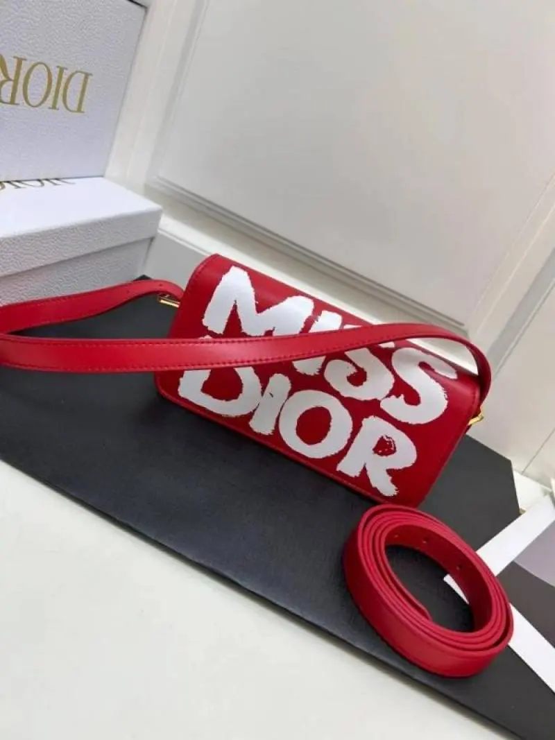 Miss Dioor Luxury Edition Superior Quality Flap Shoulder Bag With OG Box & Dust Bag (Red - 1019) - Image 3