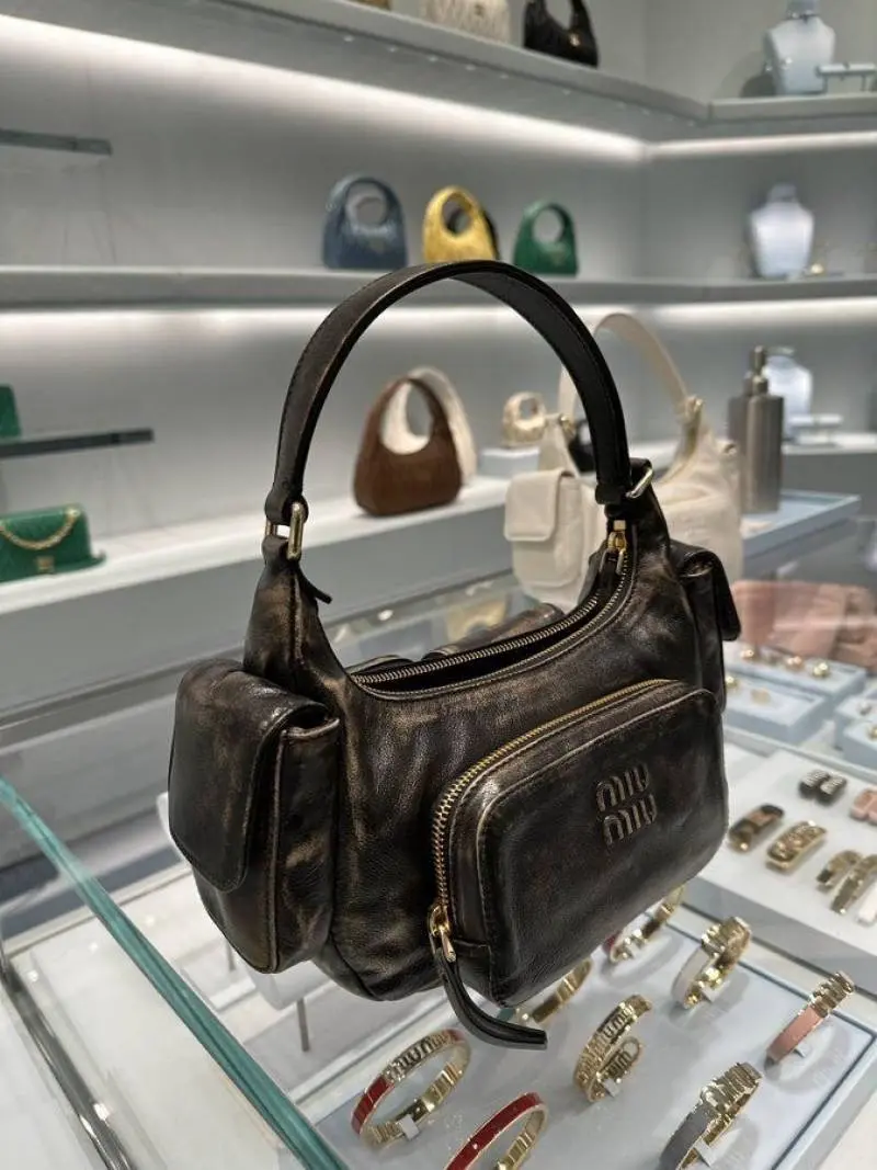 Miu Miu Rust Brown Leather Pocket Bag With Original Box & Dust Cover Packing - Image 6