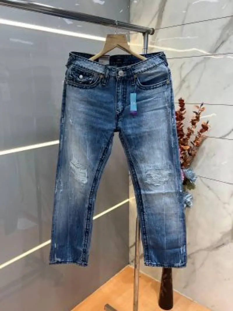 True Religion Straight fit Premium Imported Stretchable Lycra Fabric Denim with Back Pocket Embroidered Design 3948 - Image 2