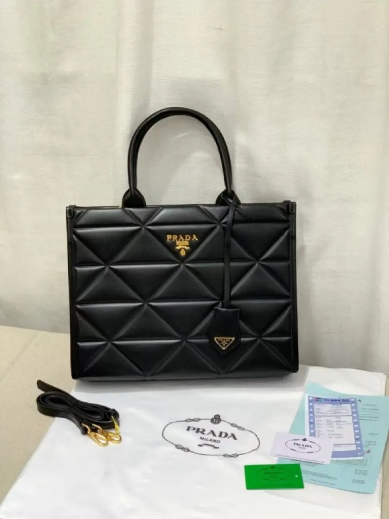 Prada Leather Symbole Tote Bag With OG Box & Dust Bag (Black-890) - Image 5