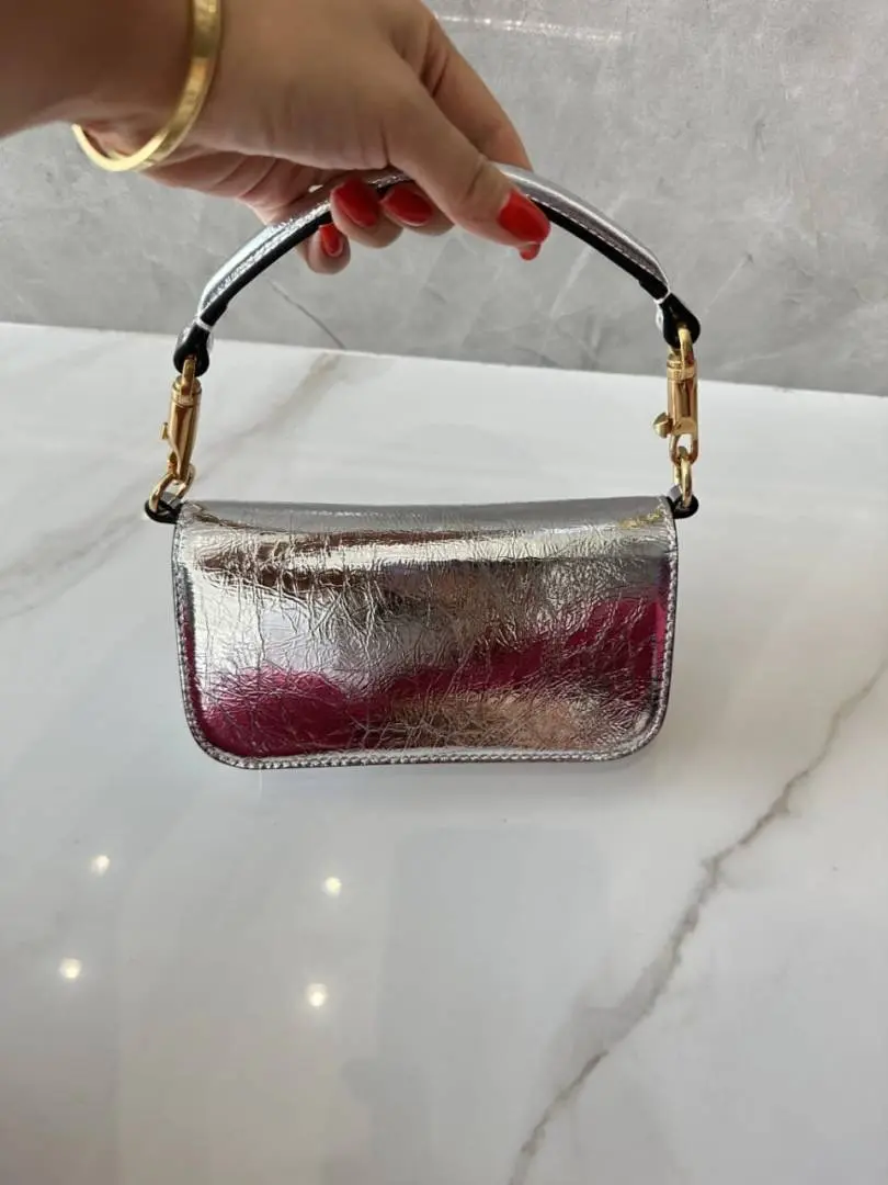 Valentino V Lock Silver Small Shoulder Bag With Original Box - Image 5