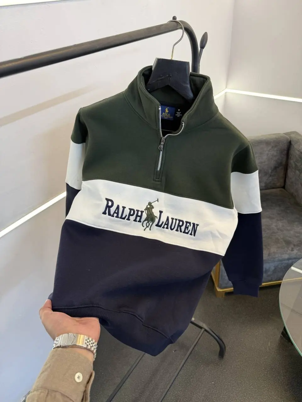 Ralph lauren imported half zip sweatshirt green navy - Image 2