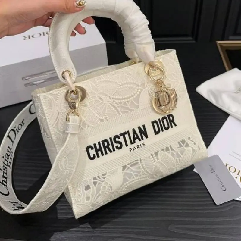 Diyor876 Lady My ABC D-Lite Embroidery Luxurious Quality With OG Magnetic Gift Box & Dust Bag & Scarf (White - 876)