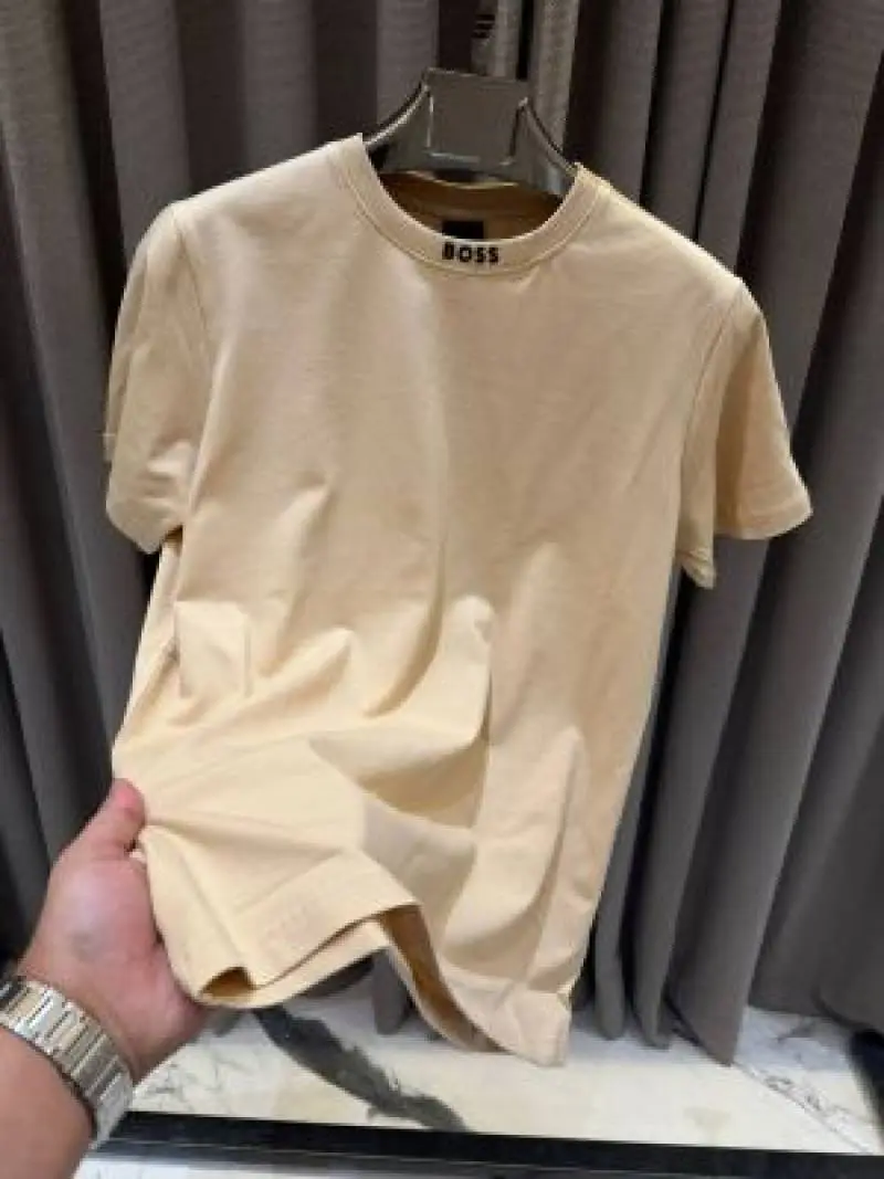 Boss Chinese Collar Round Neck T-shirt Beige - Image 3
