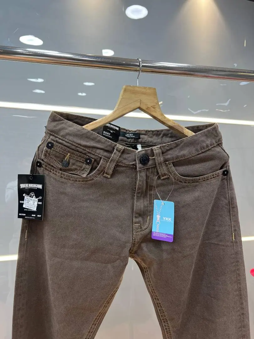 True Religion Brown Straight fit Premium Imported Stretchable Lycra Fabric Denim with Back Pocket Embroidered Design 4174 - Image 5