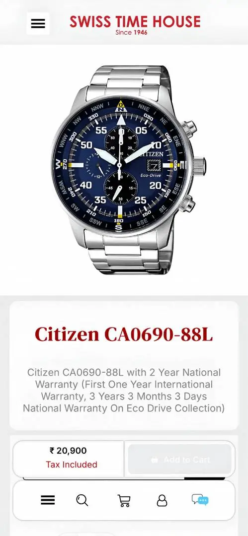 Citizen Mens Eco-Drive Aviator Chronograph - Image 2