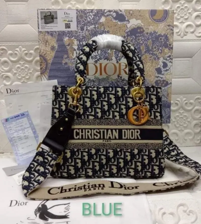 Dior Lady D Lite Canvas Blue With OriginalBox