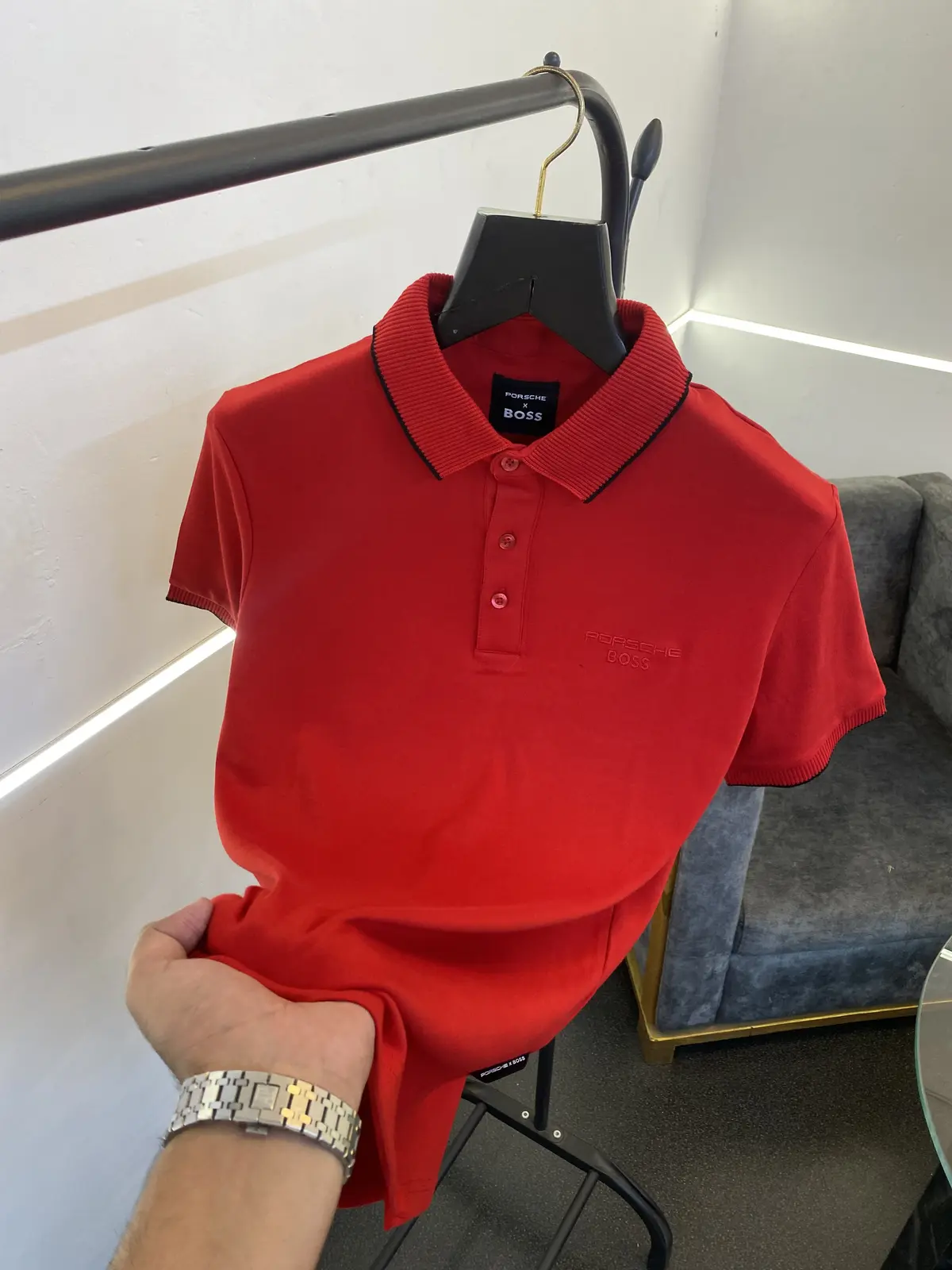 Hugo bos premium imported polo tshirt red sale - Image 2