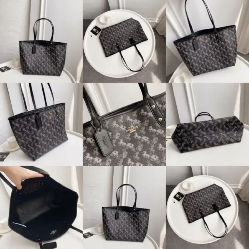 Coach Signature City Tote Bag With OG Box & Dust Bag (Printed Black-844) - Image 7