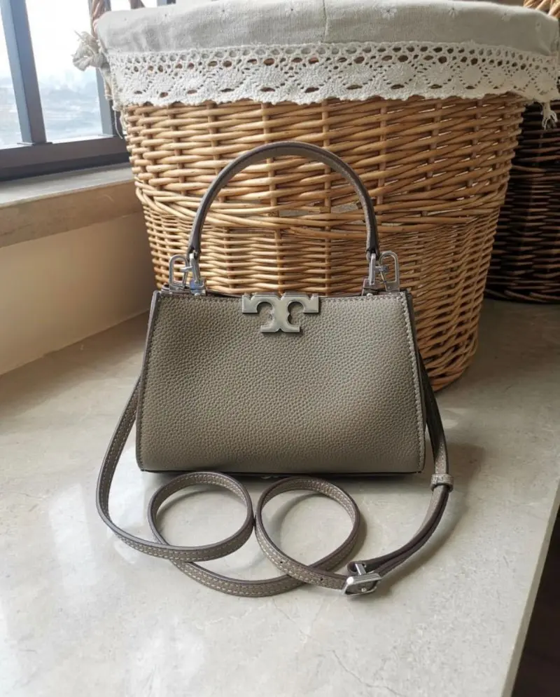 Tori Burch Khakhi Mini Eleanor Satchel Bag With Box - Image 3