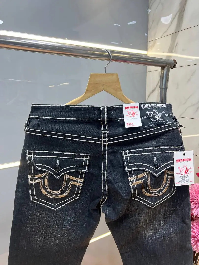 True Religion Straight fit Premium Imported Stretchable Lycra Fabric Denim with Back Pocket Embroidered Design 4176 - Image 2