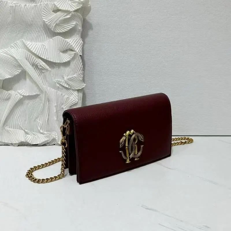 Roberto Cavalli RC Logo Wine Shoulder Sling Bag With Original Box