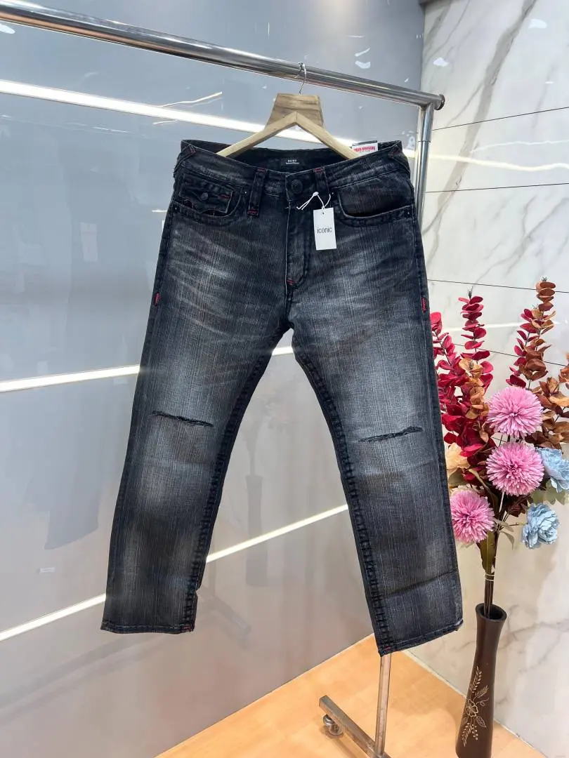 True Religion Light Shade Straight Fit Premium Imported Fabric Denim with Back Flap pockets and Embroidered work 4209 - Image 2