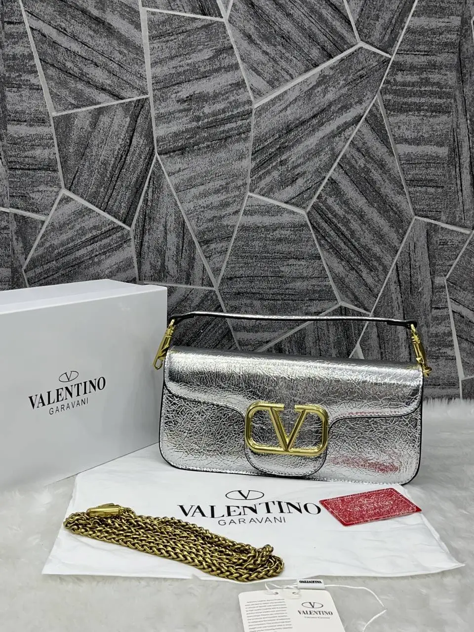 Valentino V Logo Long Shoulder Bag Clutch With Original Packing - Image 4