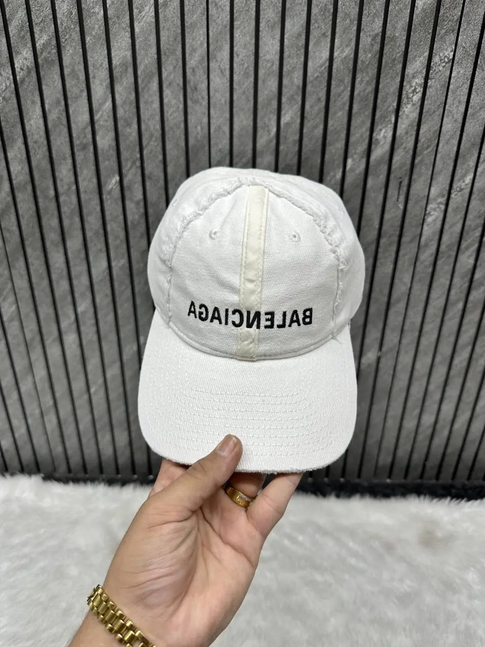 Balenciaga Reverse White Dusty Premium Unisex Cap - Image 2