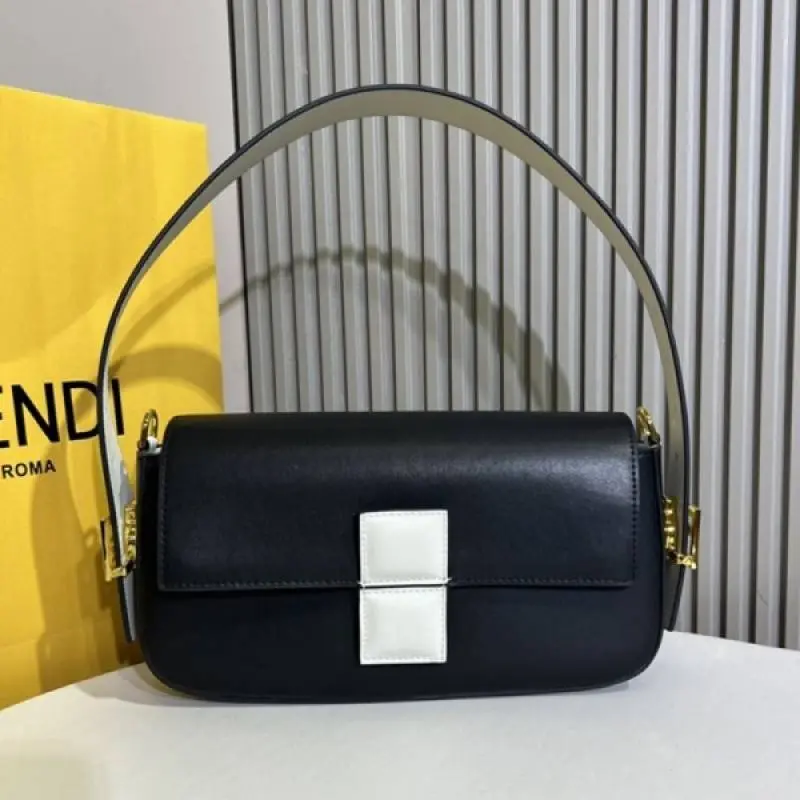 Fendy927 Baguette Twist Premium Shoulder Crossbody Bag With OG Box & Dust Bag & 2 Belts (Black - 927) - Image 5