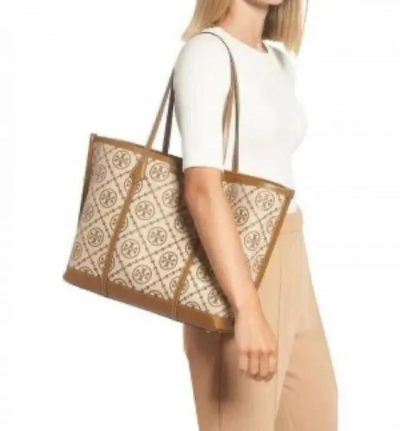 Tori Burch Jacquard Monogram Embriodery Tote With DustCover - Image 4